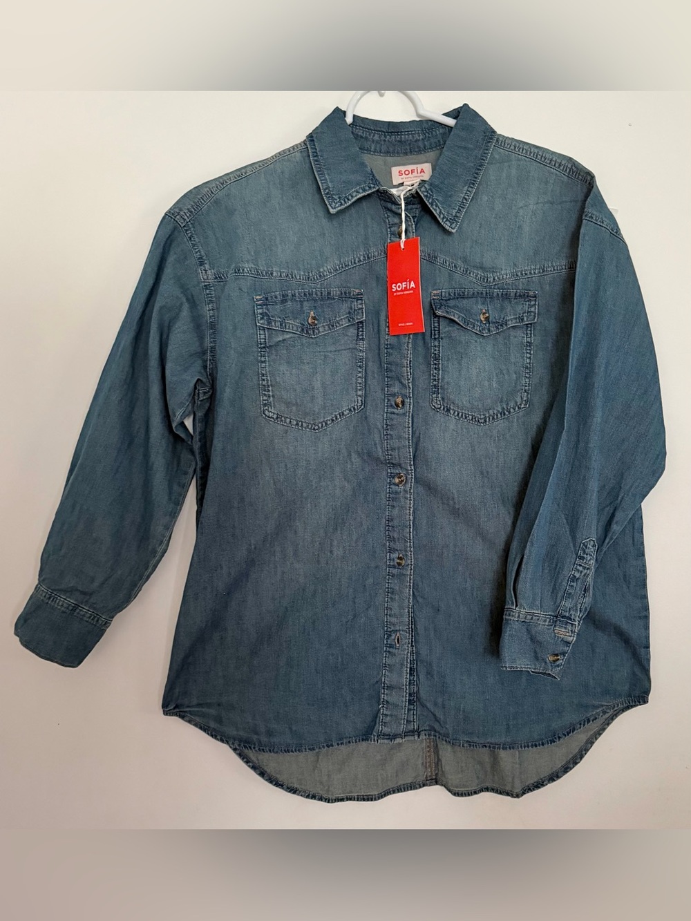 Sofia by Sofia Vergara Women's Blue Denim Shirt - Casual Button-Up